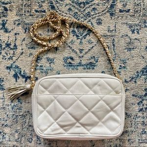 Vintage Giani Bernini White Quilted Leather Bag